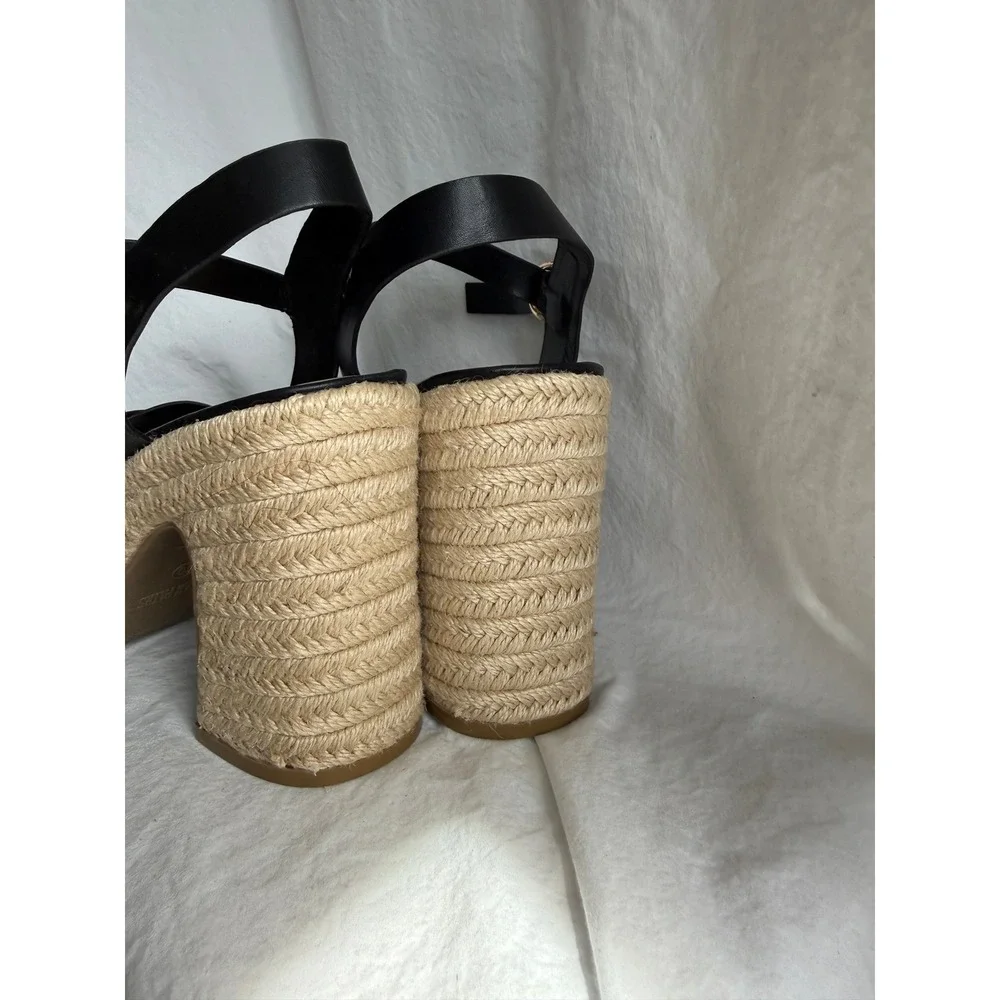 Dream Pairs Black Espadrille Platform Sandals Chunky Block Heel Womens 10